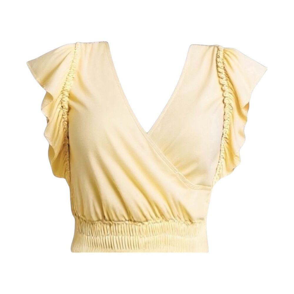 Anthropologie Silky Deep-V Top in Yellow - Large